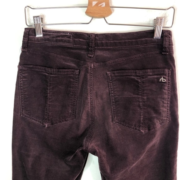 Rag & Bone Velvet Wine Purple High Rise 10 Inch Capri 28 - Picture 7 of 10